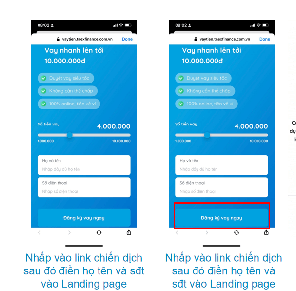 Tnex - cách vay tiền trên TNEX 1 cách vay tiền trên TNEX - Buoc 1 Nhap thong tin tren tnex