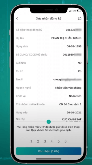 Hướng Dẫn Cách Mở Tài Khoản BIDV Online 9 xac thuc lai otp