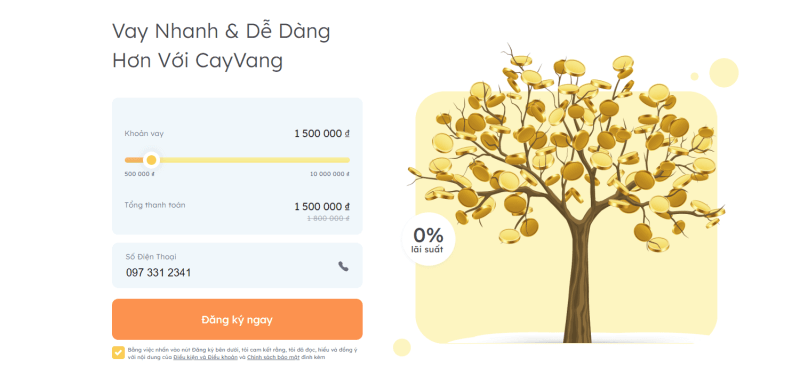 dang ky vay tien online de dang voi app CayVang